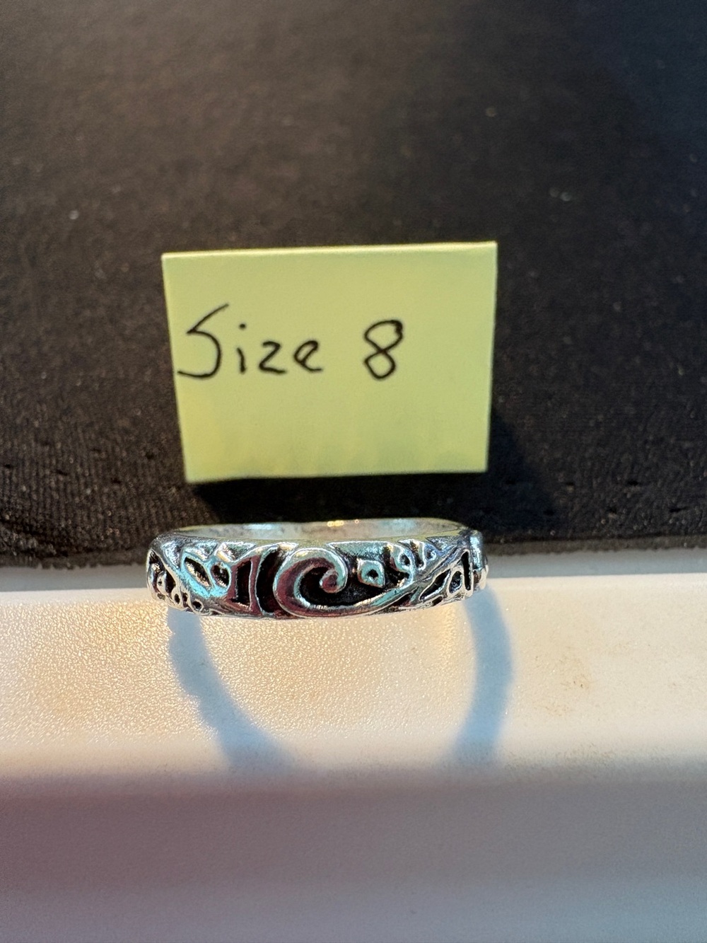 Silver Tone Swirl Pattern Women's Ring - Size 8